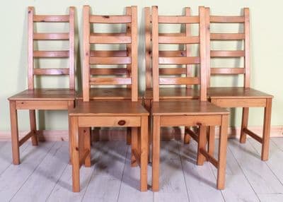 6 Ikea Pine Ladder Back Chairs