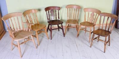 6 Old Mix & Match Farmhouse Chairs