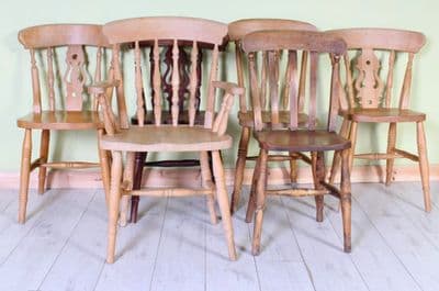 6 Old Mix & Match Farmhouse Chairs