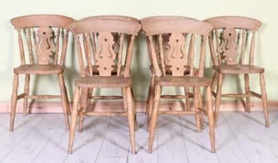 6 Rustic Farmhouse Fiddle Back Chairs