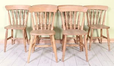 6 Rustic Spindle Back Chairs