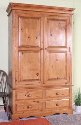 Antique Style Pine Wardrobe - Solid Pine