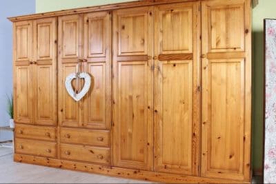 Huge 7 Door Pine Wardrobe
