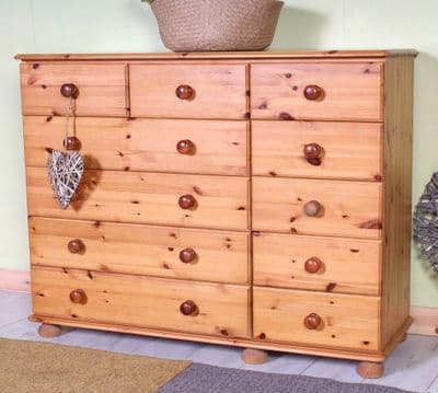 Large 11 Drawer Pine Chest Of Drawers