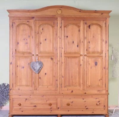 Large 4 Door Pine Wardrobe