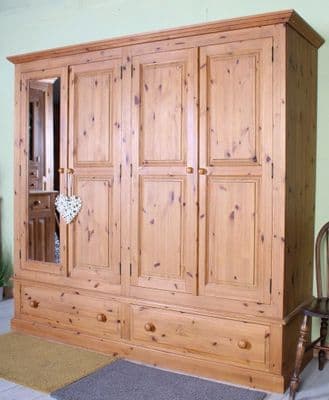 Large 4 Door Pine Wardrobe