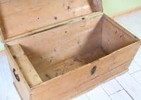 Large Old Antique Pine Chest – Rustic Farmhouse Storage
