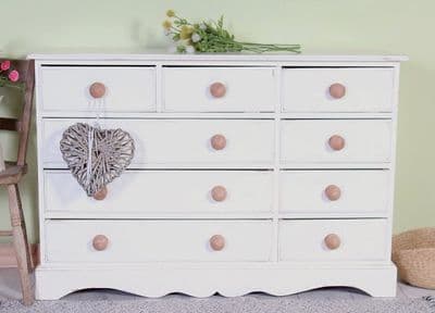 Large Painted Cottage Pine Chest Of Drawers