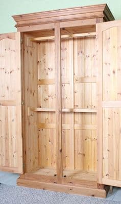 Large Pine Wardrobe 2 Rails