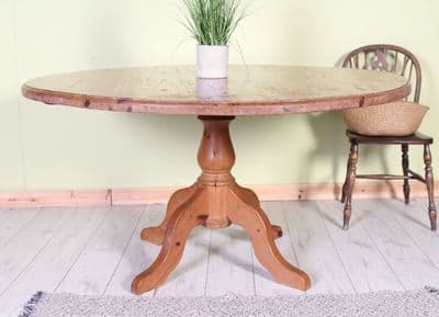 Large Rustic Round Pine Table