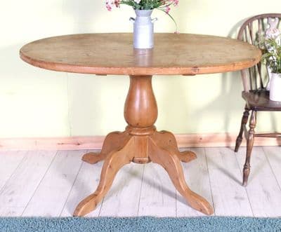Old Antique Pedestal Pine Table