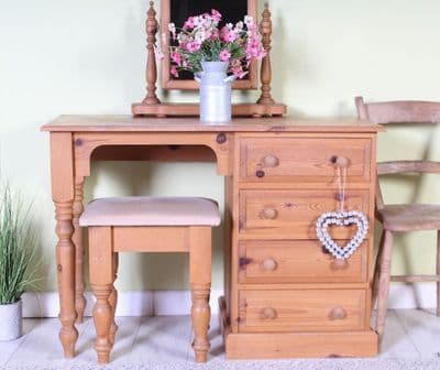 Pine Dressing Table Mirror & Stool