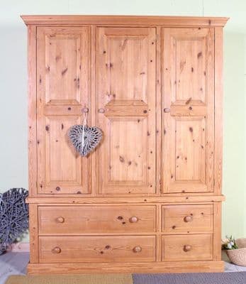 Pine Farmhouse Triple Wardrobe 100% Solid Pine Wood