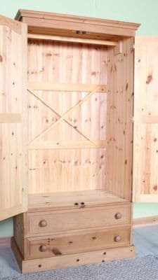 Pine Wardrobe 2 Deep Drawers