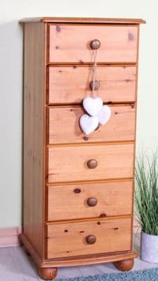Tall Second-Hand Pine Chest Of Drawers