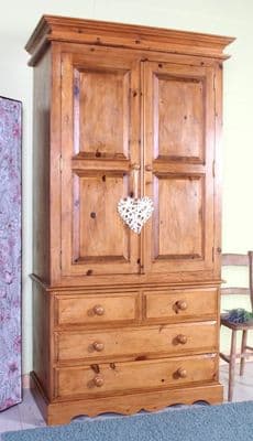 Traditional Antique Style Pine Farmhouse Wardrobe