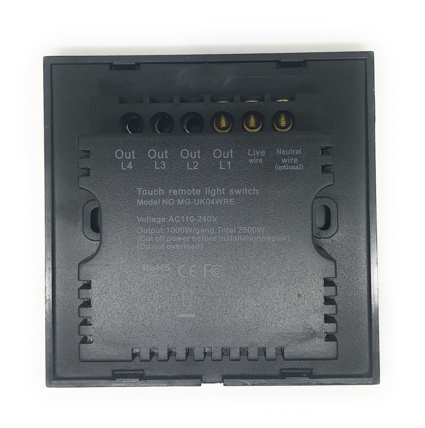 illucio 1 Gang 1 Way Remote Touch On/Off Glass Light Switch in White Glass