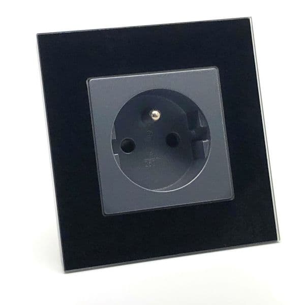 illucio 1 gang decorative EU electrical Plug Socket in Black w/ Pin