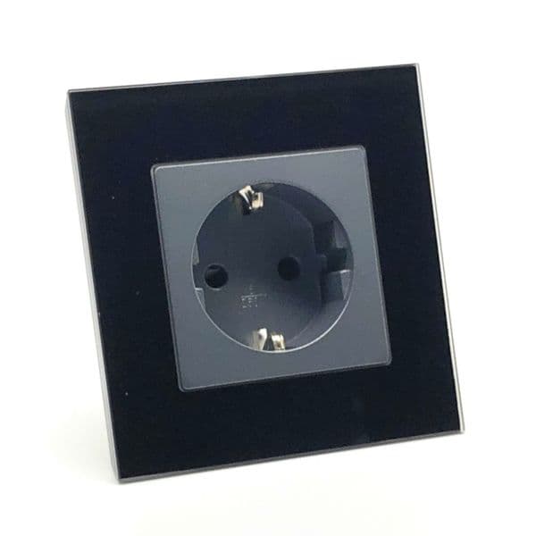 illucio 1 Gang EU decorative Plug Socket(without earthing pin) in Black