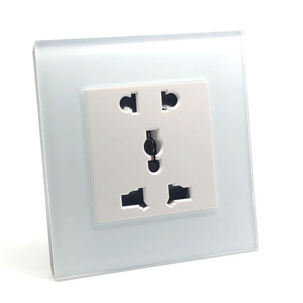 illucio 1 Gang Single Multifunction Electrical Plug Socket (For EU and UK) White