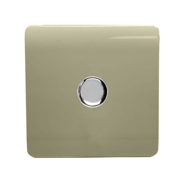 Trendi 1 Gang 1 or 2 way 150w Rotary LED Dimmer Modern Designer Light Switch in Champagne Gold