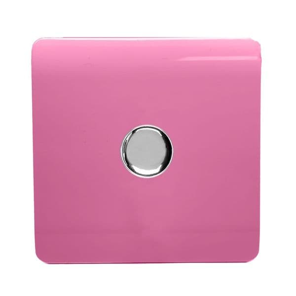 Trendi Switch 1 Gang 1 or 2 way 150w Rotary LED Dimmer Modern Designer Light Switch in Candy Pink