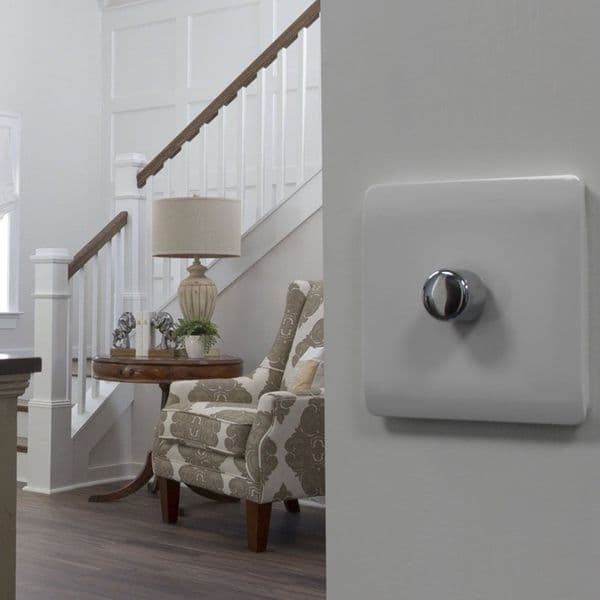 Trendi Switch 1 Gang 1 or 2 way 150w Rotary LED Dimmer Modern Designer Light Switch in Charcoal Grey