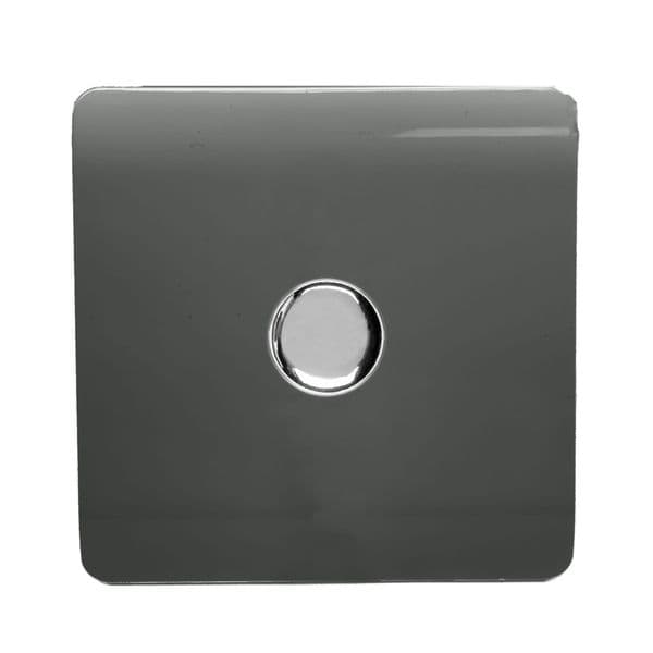 Trendi Switch 1 Gang 1 or 2 way 150w Rotary LED Dimmer Modern Designer Light Switch in Charcoal Grey