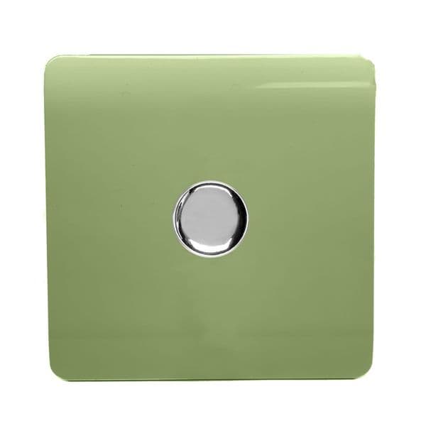 Trendi Switch 1 Gang 1 or 2 way 150w Rotary LED Dimmer Modern Designer Light Switch in Moss Green