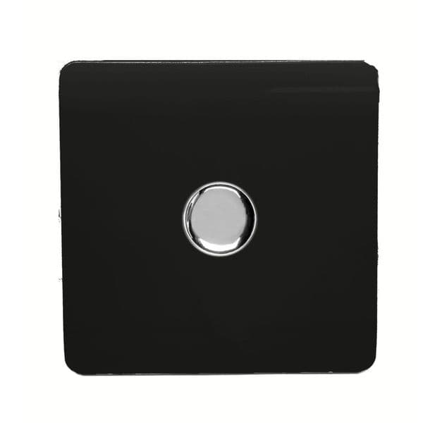 Trendi Switch 1 Gang 1 or 2 way 150w Rotary LED Dimmer Modern Designer Light Switch in Piano Black