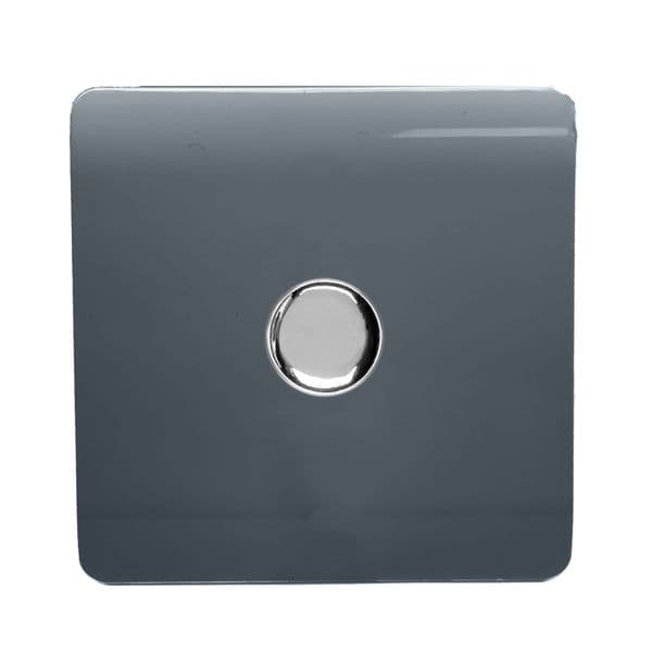 Trendi Switch 1 Gang 1 or 2 way 150w Rotary LED Dimmer Modern Designer Light Switch in Warm Grey