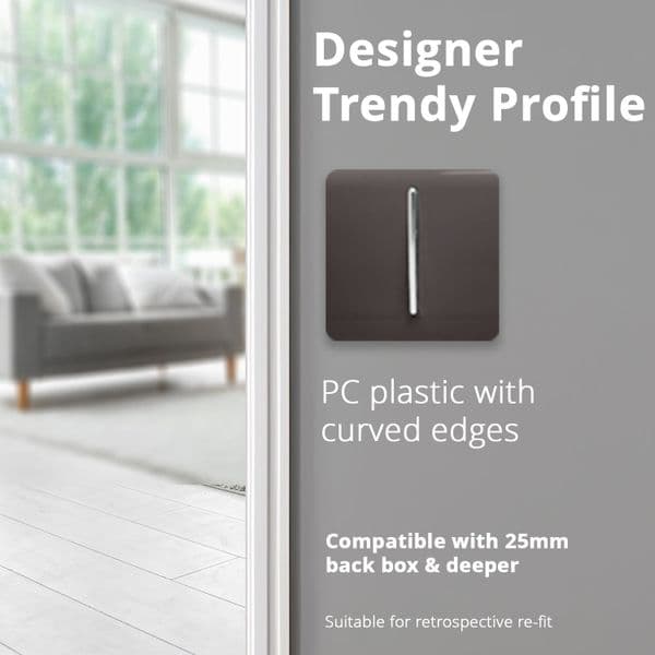 Trendi Switch 1 Gang 1 or 2 way Rocker Modern Designer Light Switch in Dark Mocha Brown