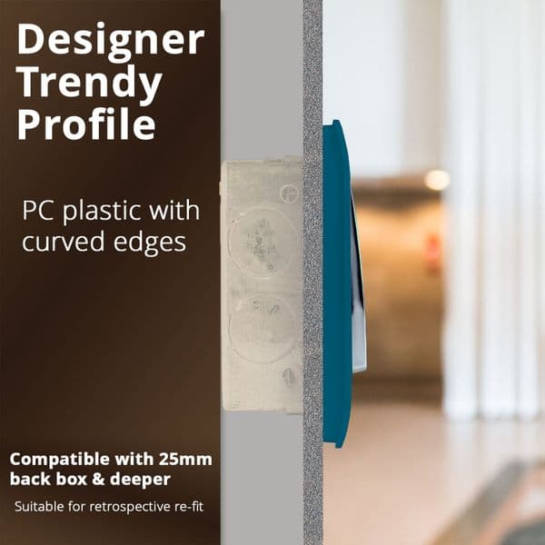 Trendi Switch 1 Gang 1 or 2 way Rocker Modern Designer Light Switch in Midnight Blue