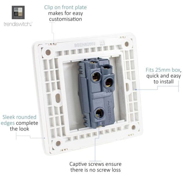 Trendi Switch 1 Gang 1 or 2 way Rocker Modern Designer Light Switch in Ocean Blue