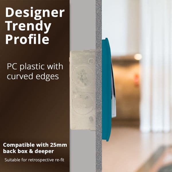 Trendi Switch 1 Gang 1 or 2 way Rocker Modern Designer Light Switch in Ocean Blue