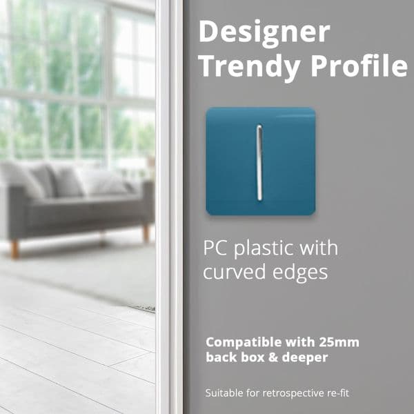 Trendi Switch 1 Gang 1 or 2 way Rocker Modern Designer Light Switch in Ocean Blue