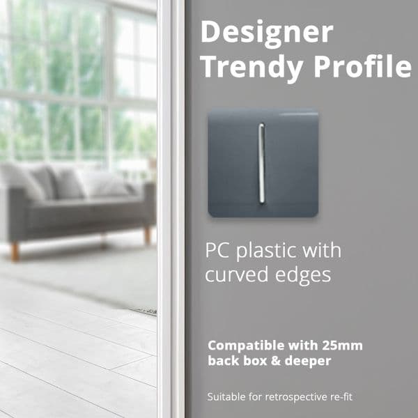 Trendi Switch 1 Gang 1 or 2 way Rocker Modern Designer Light Switch in Warm Grey
