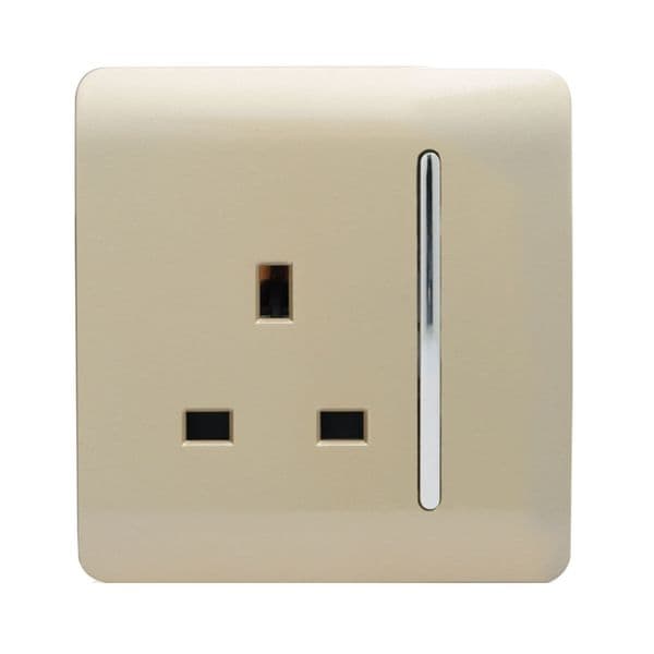 Trendi Switch 1 Gang 13 Amp Switched Modern Designer Plug Socket in Champagne Gold