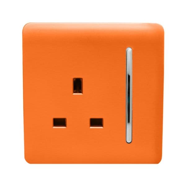 Trendi Switch 1 Gang 13 Amp Switched Modern Designer Plug Socket in Sunset Orange