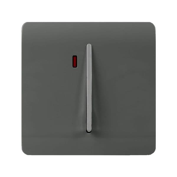 Trendi Switch 1 Gang 45 Amp Modern Designer Cooker Switch with Neon in Charcoal Grey