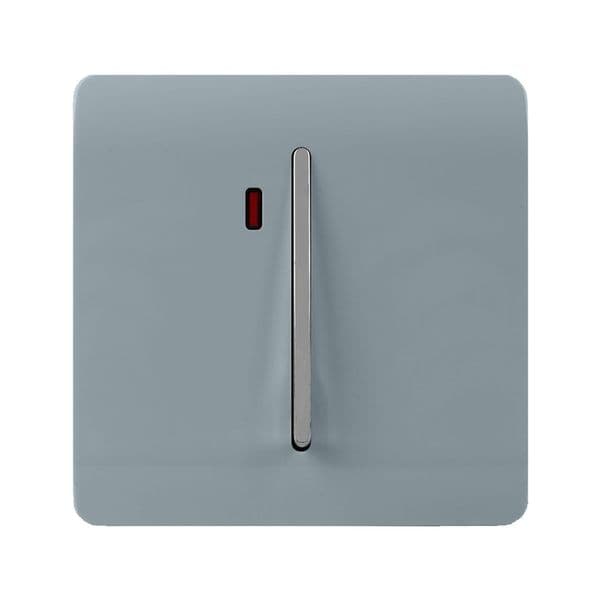 Trendi Switch 1 Gang 45 Amp Modern Designer Cooker Switch with Neon in Cool Grey