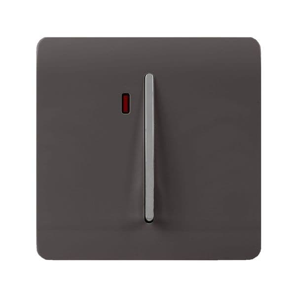 Trendi Switch 1 Gang 45 Amp Modern Designer Cooker Switch with Neon in Dark Mocha Brown
