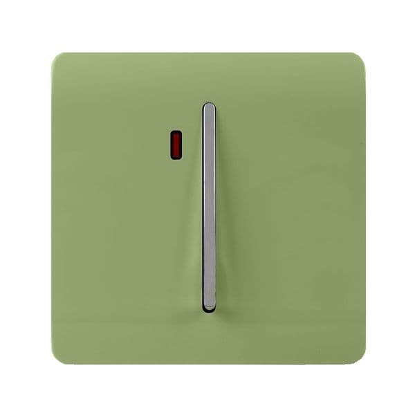 Trendi Switch 1 Gang 45 Amp Modern Designer Cooker Switch with Neon in Moss Green