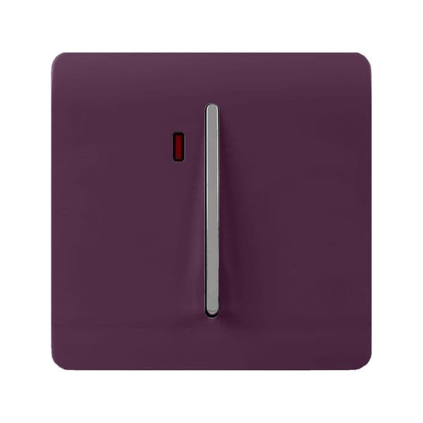 Trendi Switch 1 Gang 45 Amp Modern Designer Cooker Switch with Neon in Plum Purple
