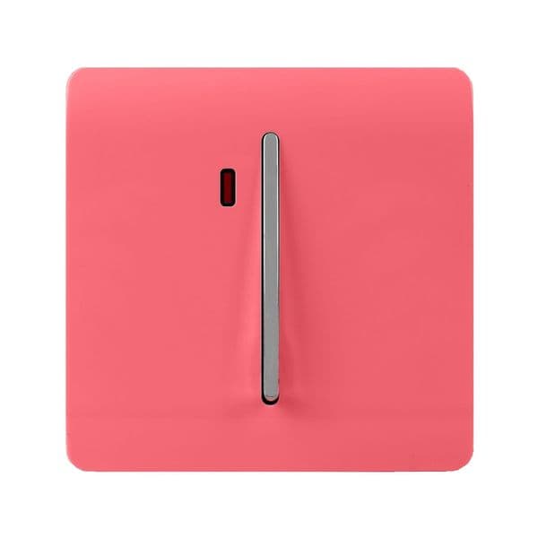 Trendi Switch 1 Gang 45 Amp Modern Designer Cooker Switch with Neon in Strawberry Red