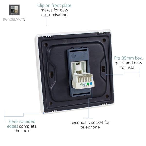 Trendi Switch 1 Gang Cat 3 Modern Designer Telephone Slave Socket in Copper