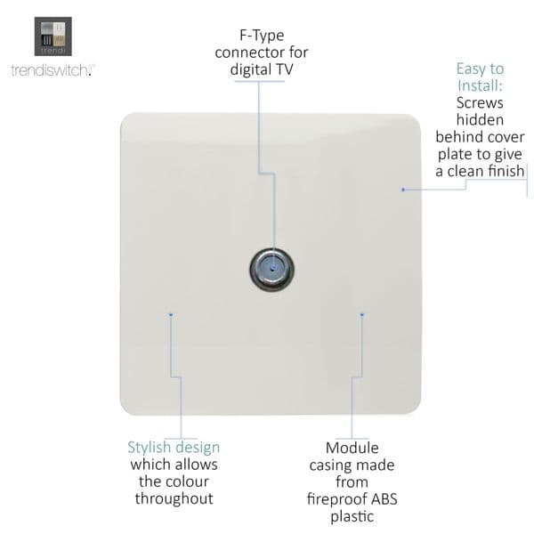 Trendi Switch 1 Gang Male F-Type Satellite Modern Designer Television Socket in Copper