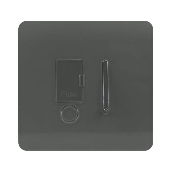 Trendi Switch 13 Amp Modern Designer Fused Spur with Flex Outlet in Charcoal Grey