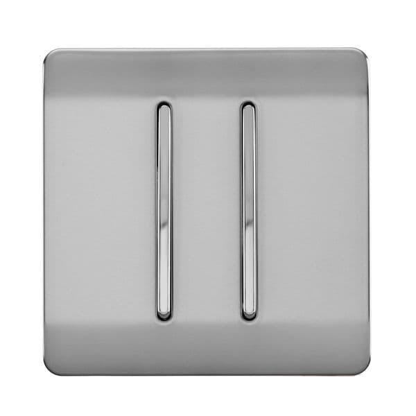 Trendi Switch 2 Gang 1 or 2 way Rocker Modern Designer Light Switch in Brushed Steel