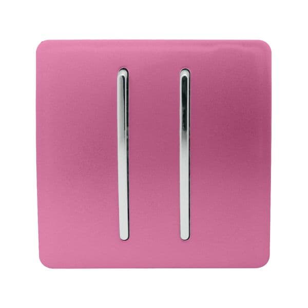 Trendi Switch 2 Gang 1 or 2 way Rocker Modern Designer Light Switch in Candy Pink